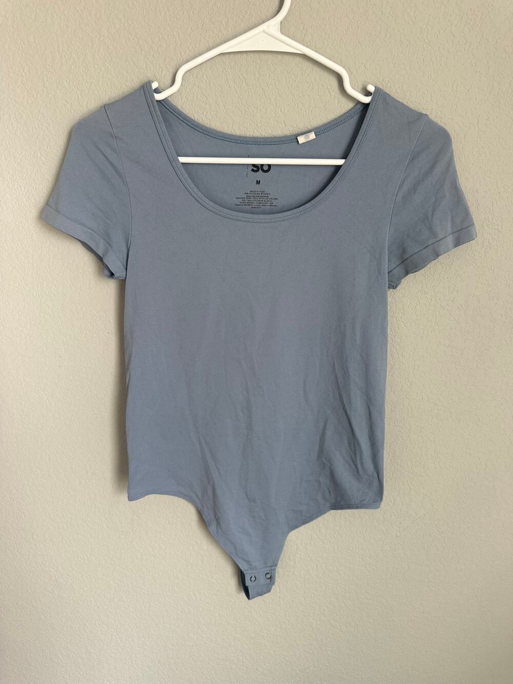 SO Scoop Neck Short Sleeve Bodysuit Slate Blue M